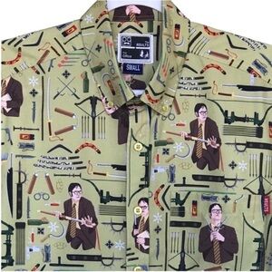 RSVLTS Roosevelts Comedy TV Show The Office Dwight Schrute Button Down Shirt SzS